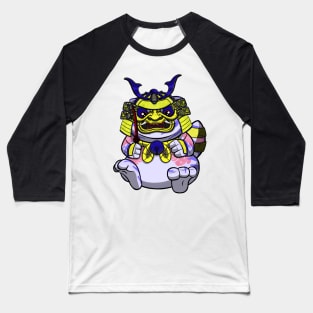 Samurai Cute Fat Cat Baseball T-Shirt